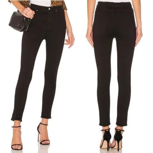 Agolde Roxanne Super High Rise Skinny Leg Jeans Size 24 Jet Black - Picture 1 of 10